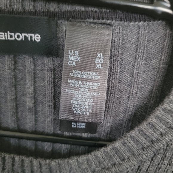 NWOT Men's Claiborne Grey Sweater Size XL - Picture 7 of 12